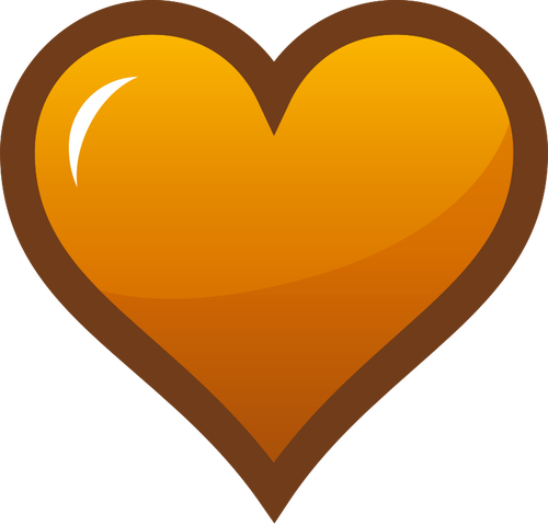 Oransje hjertet med brun kantlinje vektorgrafikk utklipp