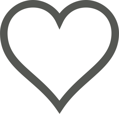 Hvitt hjerte med brun kantlinje vektorgrafikk utklipp