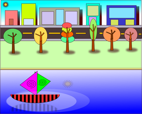 Vektor illustration av fÃ¤rg bok staden scen