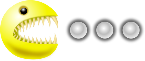 Vektor illustration av pacman monster Ã¤ter piller