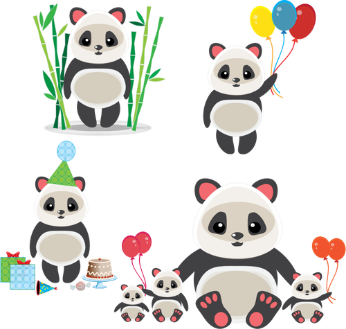 En gruppe sÃ¸te pandaer