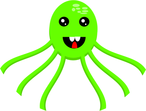 Vector Illustrasjon av grÃ¸nn smilende blekksprut