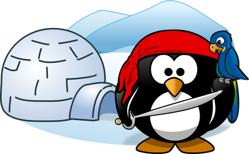 Imagine vectorialÄƒ de pirat pinguin Ã®n Antartica