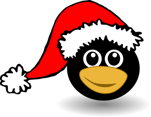 Lustige Pinguin-Gesicht mit Weihnachtsmann MÃ¼tze