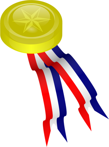 Vector de la imagen del medallÃ³n de oro con la cinta roja, azul y blanca