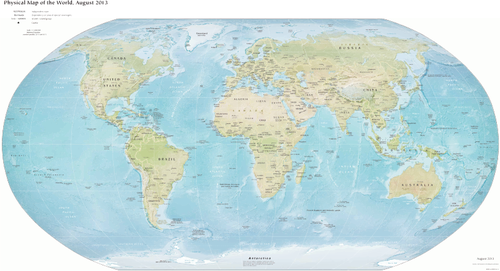 Mapa fÃ­sico do mundo
