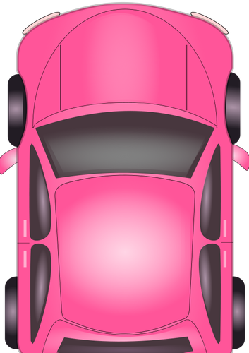 Merah muda mobil atas tampilan vektor ilustrasi