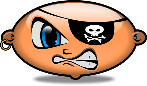 Dibujo de emoticon de cristal de estilo de carÃ¡cter pirata enojado vectorial
