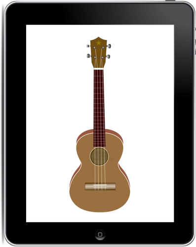 Tablet PC con guitarra en vectores Clipart