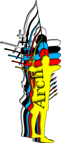 Vector bildet av archer mann silhuett i flere farger