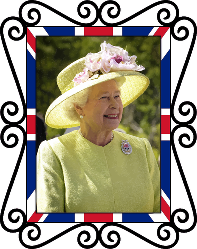 Bilde av britiske dronning fargebilde i frittstÃ¥ende ramme