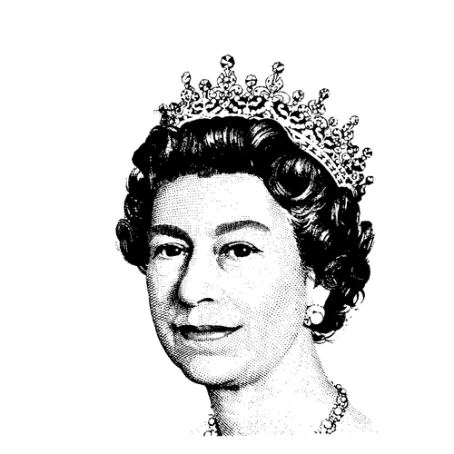 Drottning Elizabeth II grÃ¥skala halvton bild