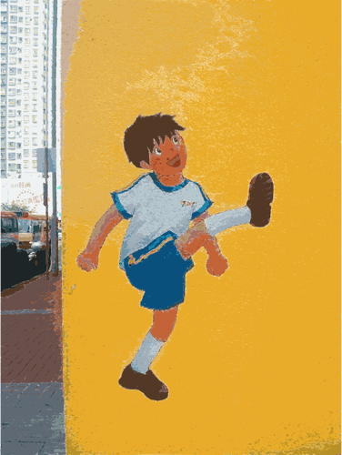 Vektor-Cliparts von jungen spielen FuÃŸball Wandbild Zeichnung