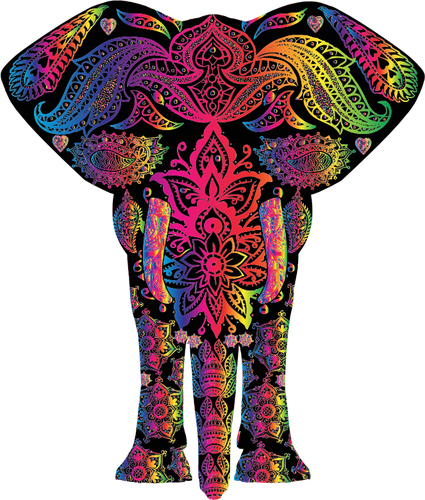 Rainbow floral pattern elephant