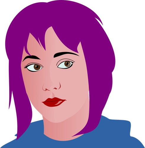 Gadis berambut ungu vektor ilustrasi