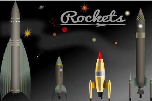 Graphiques vectoriels de sÃ©lection de roquettes vintage