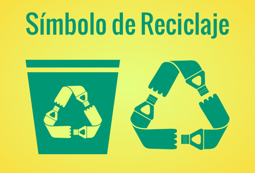 Bilde av grÃ¸nn og gul resirkulering tegn