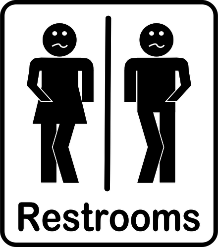 Vektor ClipArt-bilder av komiska svart manliga och kvinnliga rektangulÃ¤ra toalett skyltar