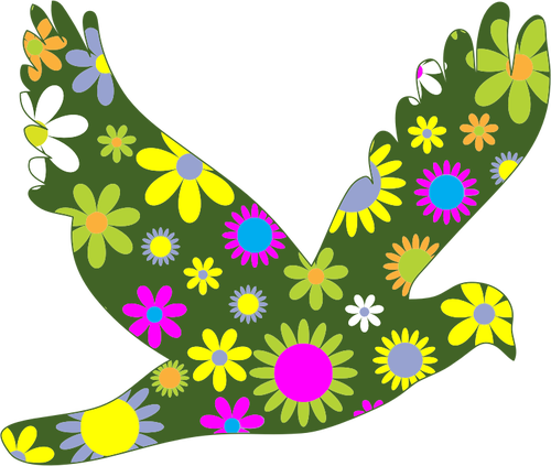 Retro floral vogel tekening