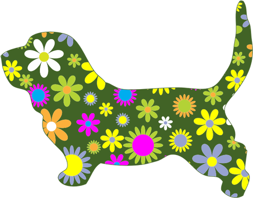 Perro de flores retro