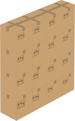 Vektor-Illustration von 16 geschlossene Kisten gestapelt 4 x 4
