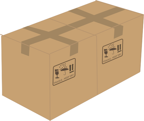 Vector afbeelding van 2 verzegelde kartonnen dozen naast elkaar