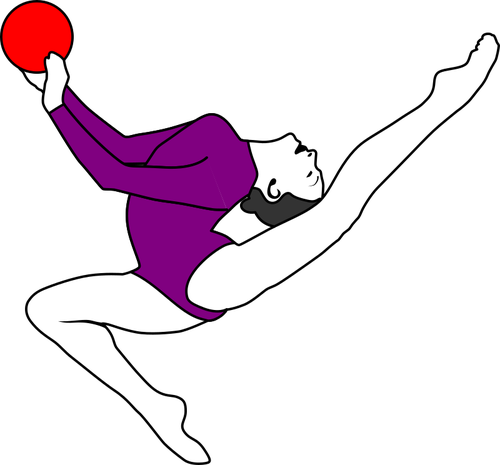 Ejecutante de gimnasia con una imagen de vectores de bola roja