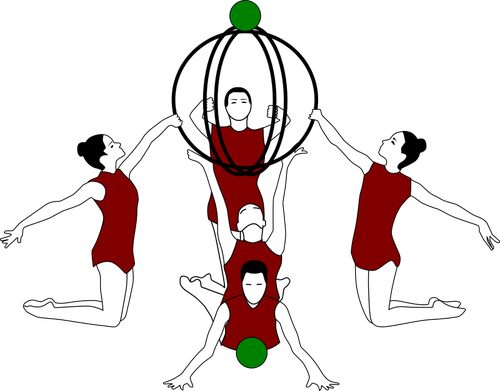 Grafika wektorowa z gimnastyki z Å‚uki i piÅ‚ka
