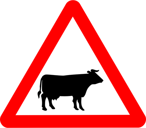 Vektor-Bild von Rindern auf StraÃŸe roadsign