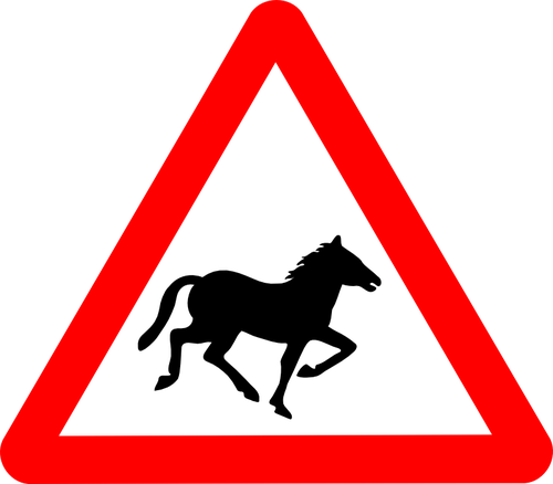 Horse pÃ¥ veien vektor advarsel skilt