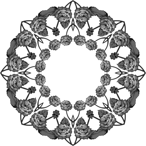 Roses wreath vector silhouette