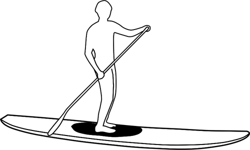 StÃ¥ opp paddleboard silhuett silhuett vektor image