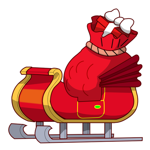 Trineo de Santa Claus con dibujo vectorial de regalos