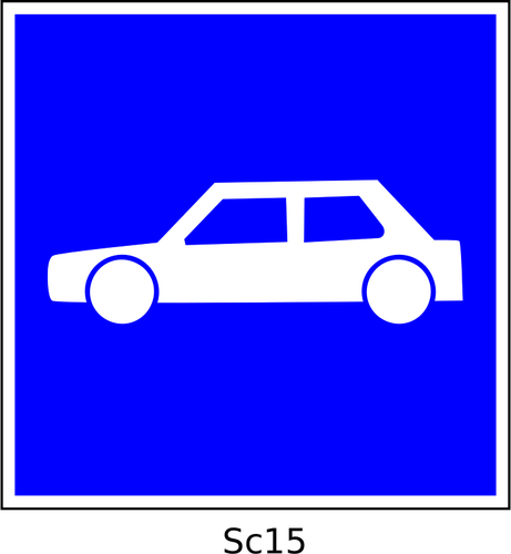 Vector Illustrasjon av biler firkantet blÃ¥ skilt