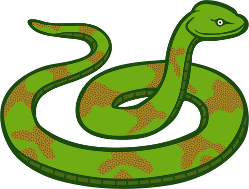 GrÃ¶n och brun fÃ¤rg orm line art vektor illustration