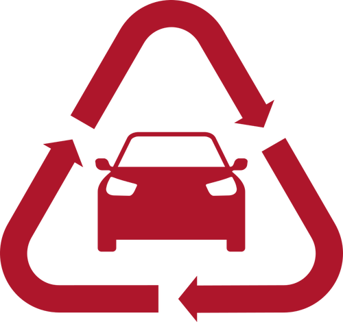 Rode motorvoertuig pictogram
