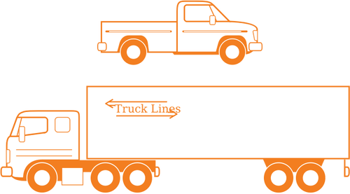 Semi och pickup lastbilar vektor illustration