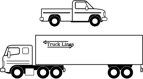 Grafica vettoriale di piccole e grandi camion