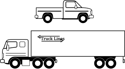 Grafica vettoriale di piccole e grandi camion