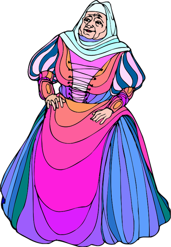 Mulher velha com vestido colorido