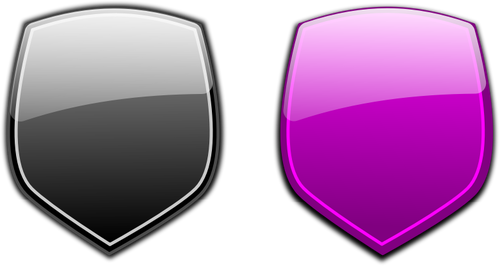 Zwarte en paarse schilden vectorafbeeldingen