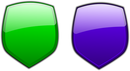 Verde ÅŸi albastru strÄƒlucitor scuturi vector imagine