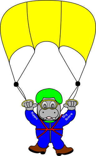Immagine vettoriale di paracadutista ippopotamo