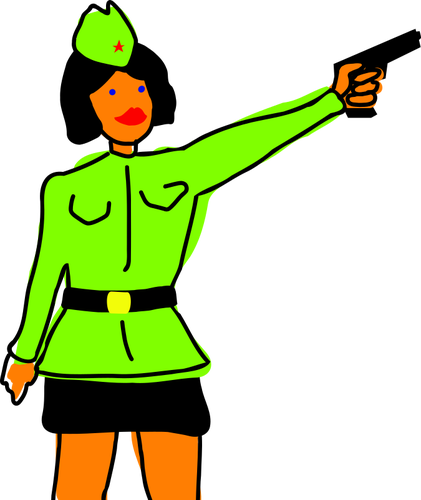 Caricatura de soldado feminino