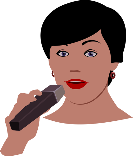 Vector illustration of woman with microphone