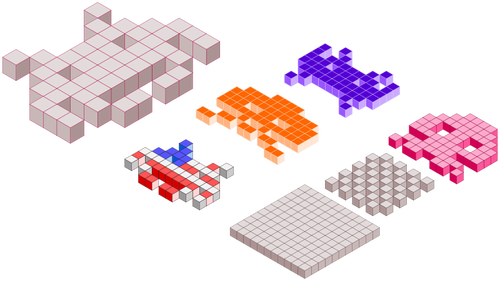 Space Invaders blocs 3D image vectorielle