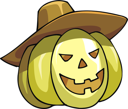 Vektor-Bild, Cartoon Halloween KÃ¼rbis mit Hut
