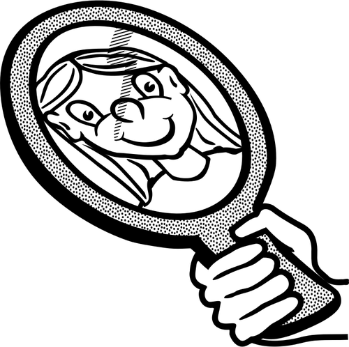 Clip-art vector da crianÃ§a com um espelho de mÃ£o