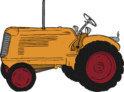 Vektorbild av vintage traktor i fÃ¤rg