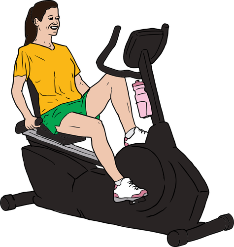 GrÃ¡ficos vectoriales de mujer haciendo ejercicio en bicicleta reclinada